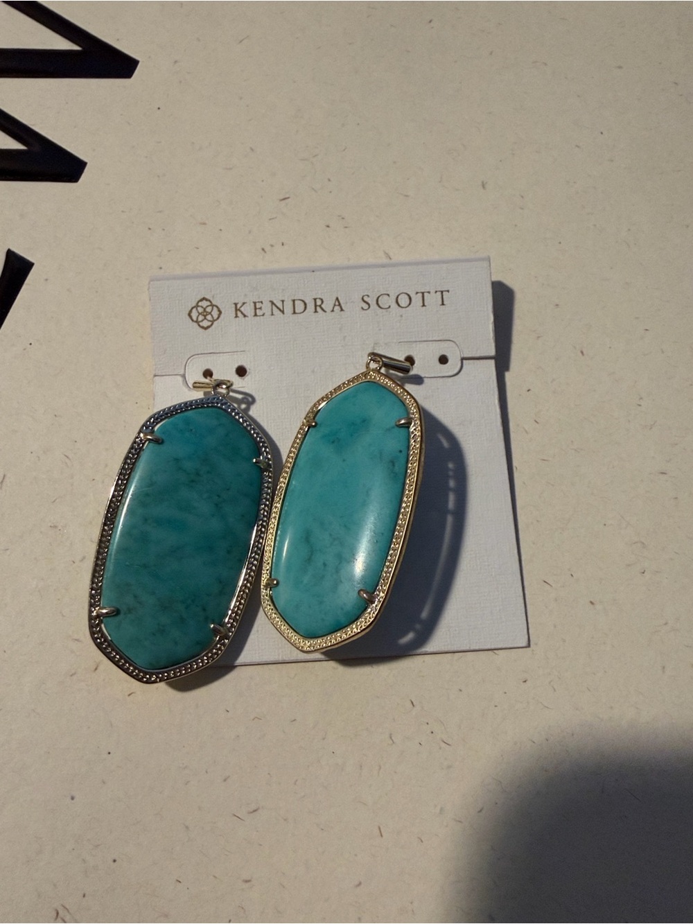 NWT Rare Retired Kendra Scott Deva Turquoise Gold Drusy Statement Earrings - Picture 2 of 3